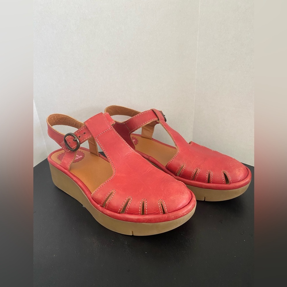 Fly London Red Leather Platform Wedge Heels Mary Jane Pump Size 36 - Picture 3 of 8